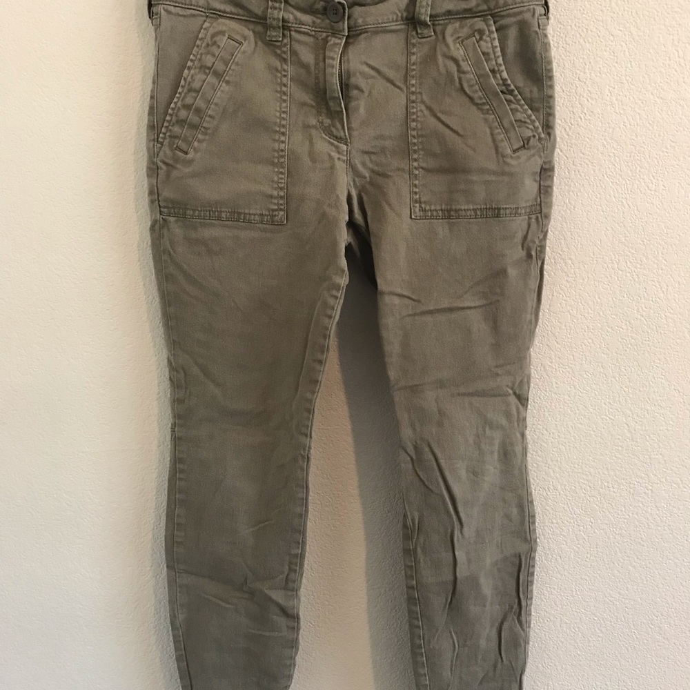 Olive Green Loft Modern Cargo Ankle Pants